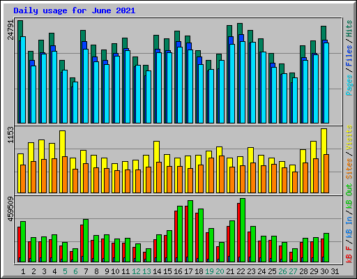 Daily usage for June 2021