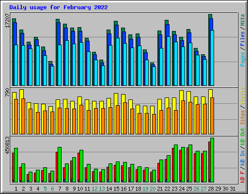 Daily usage for February 2022