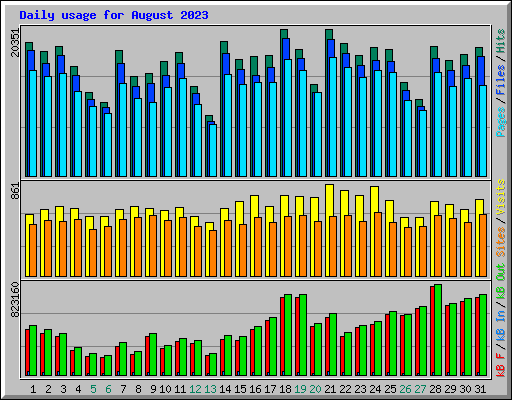 Daily usage for August 2023