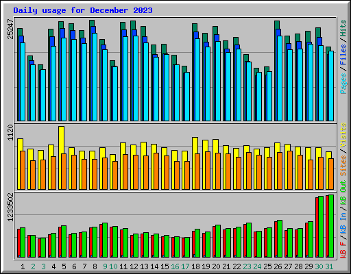 Daily usage for December 2023