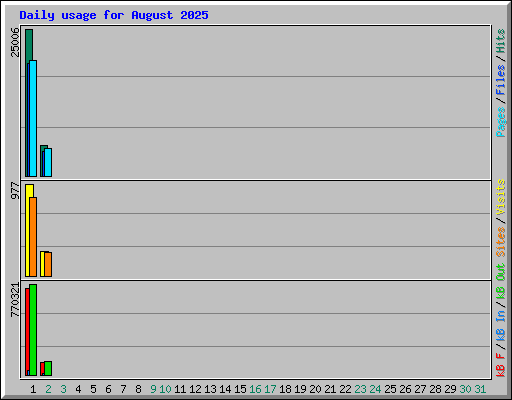 Daily usage for August 2025